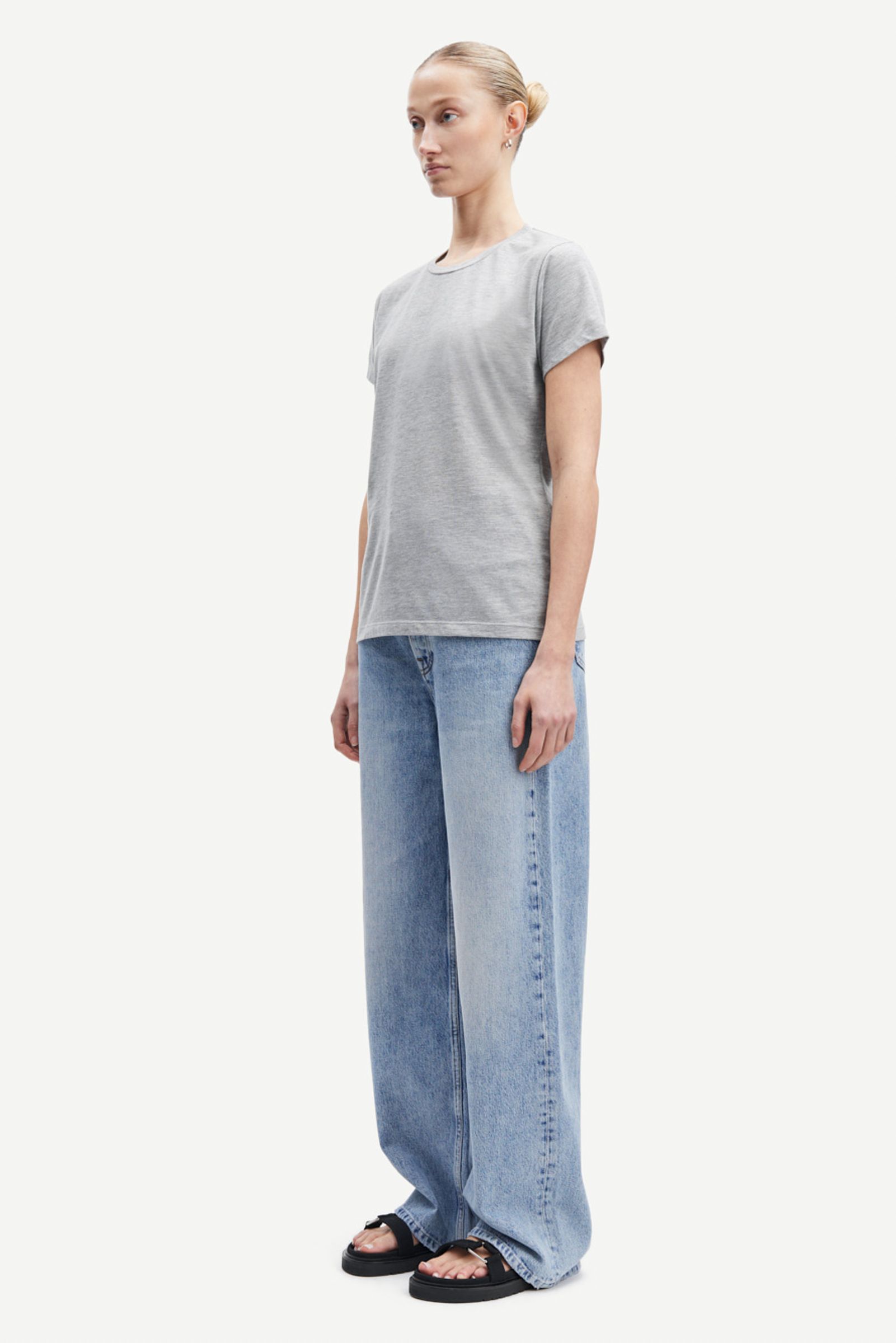 売れ筋商品|||サムス サムス Tシャツ レディース トップス SOLLY TEE SOLID - Basic T-shirt - grey melange Solly tee solid 205 Grey mel. | Samsøe Samsøe®