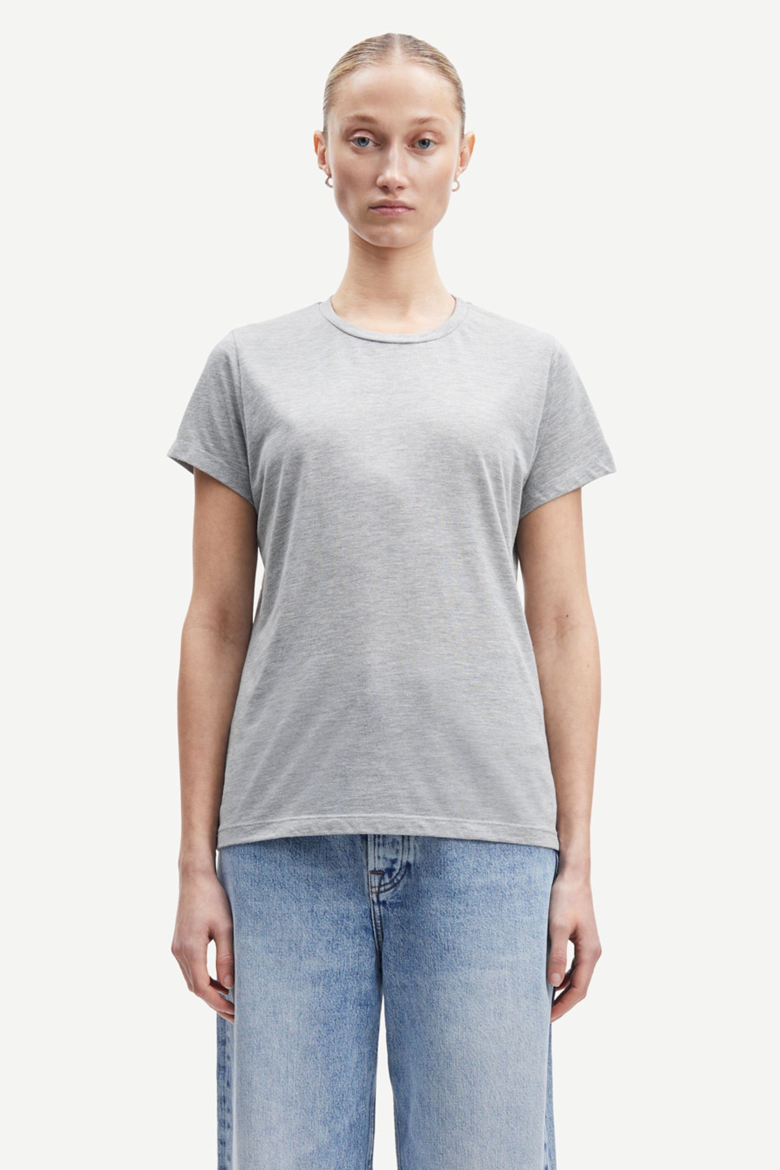 売れ筋商品|||サムス サムス Tシャツ レディース トップス SOLLY TEE SOLID - Basic T-shirt - grey melange Solly tee solid 205 Grey mel. | Samsøe Samsøe®