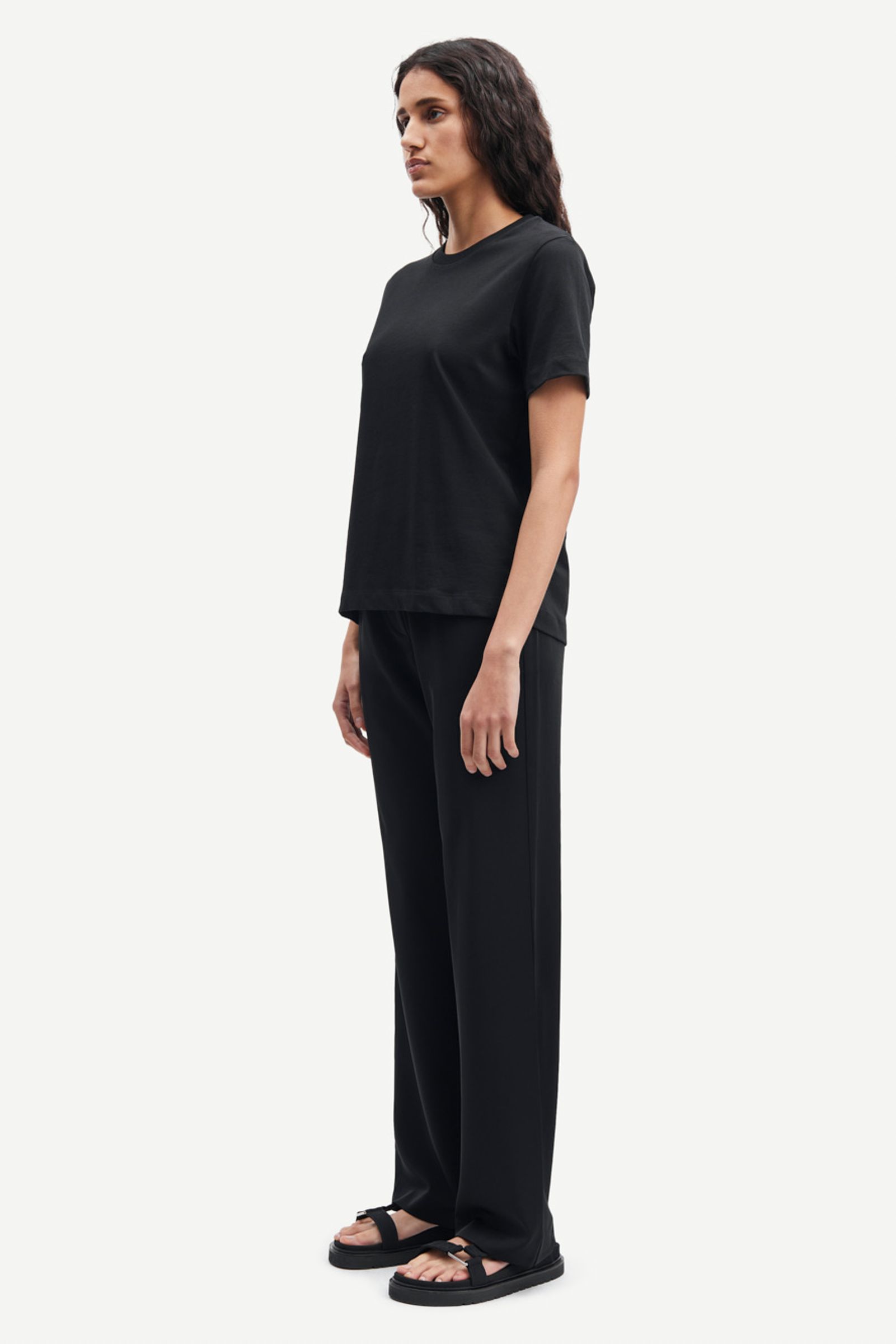 スラックス ASCLO Wool Knit Slacks (2color) Sacharlotte Knit Pants 15010 GREY BLUE MEL. | Samsøe Samsøe®