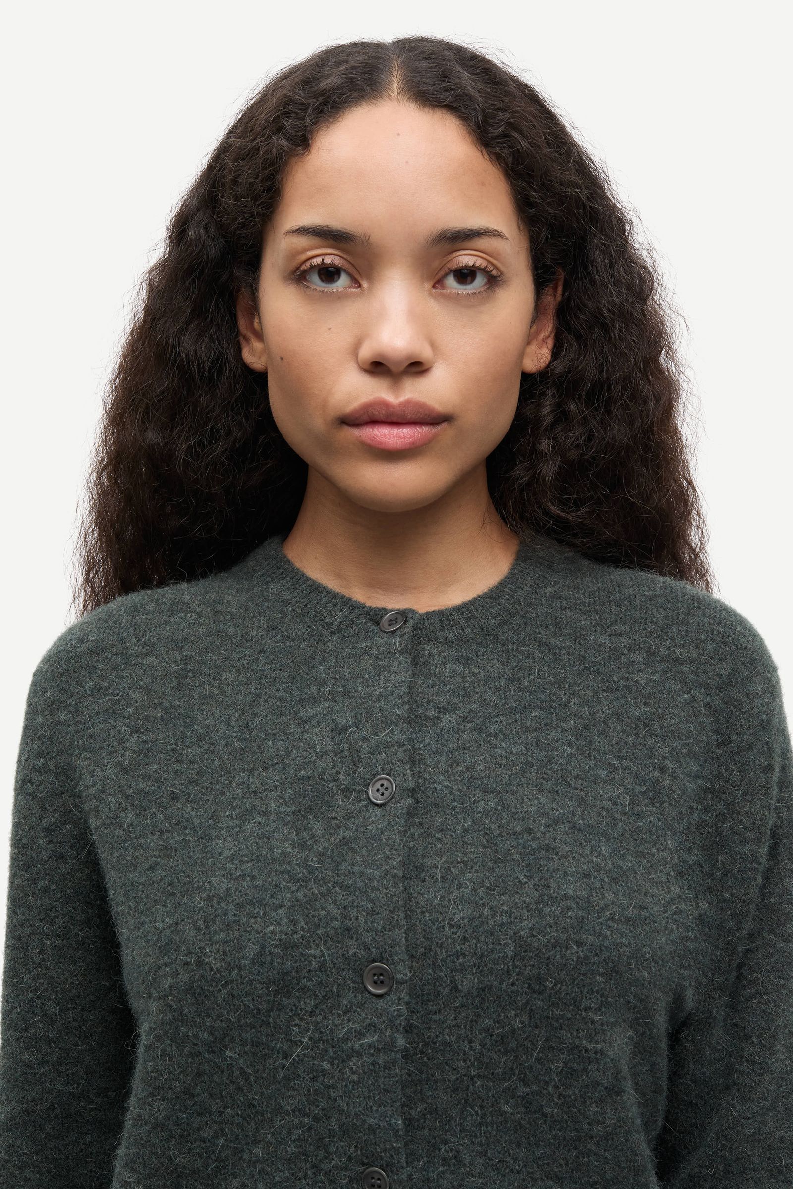 Nor short cardigan 7355 Dark Evergreen Mel. | Samsøe Samsøe®