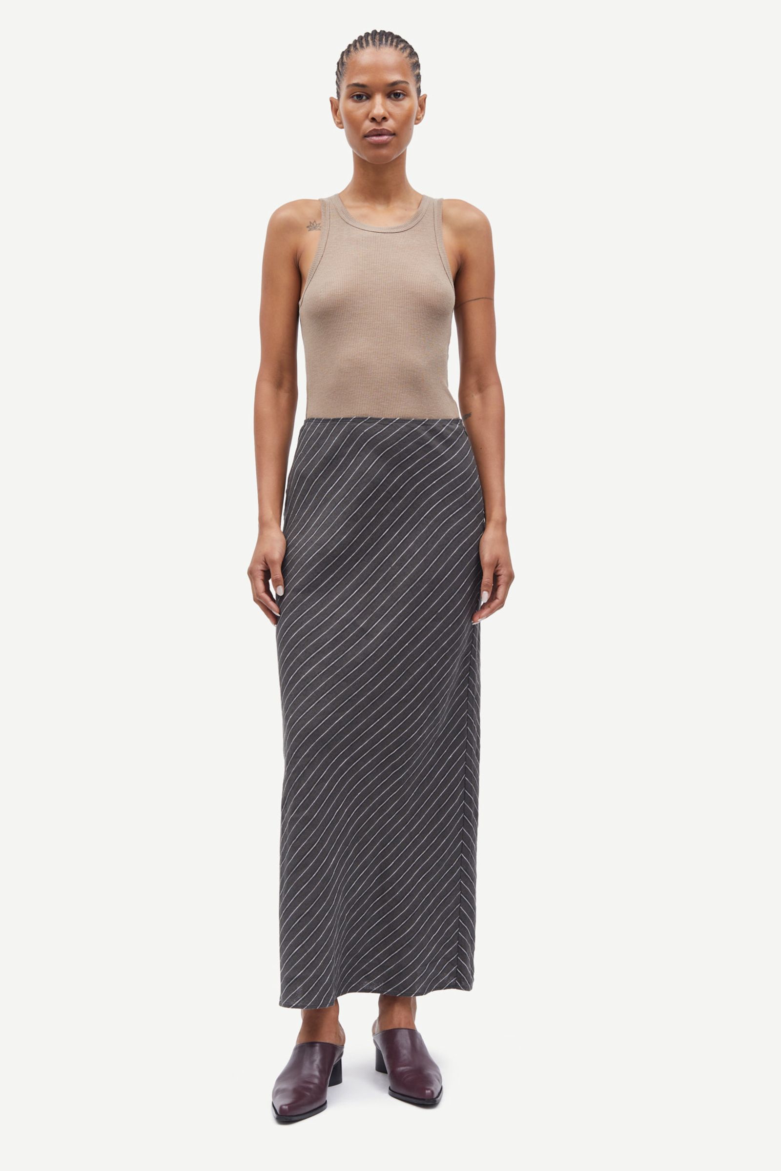 BAON】Retyu banding button cotton long skirt Cotton Poplin