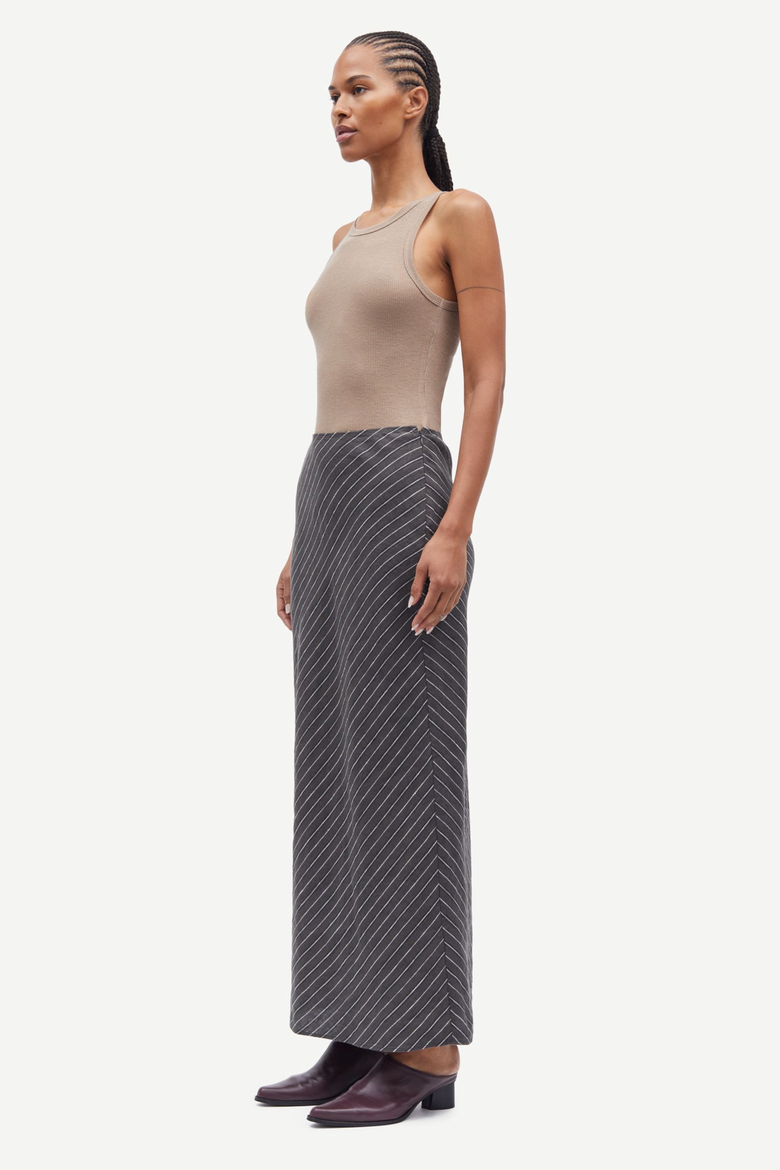 【INCHANT ME】[Setup Available] Suet Stripe Long Skirt MAGDA SKIRT - BLACK – Stylein