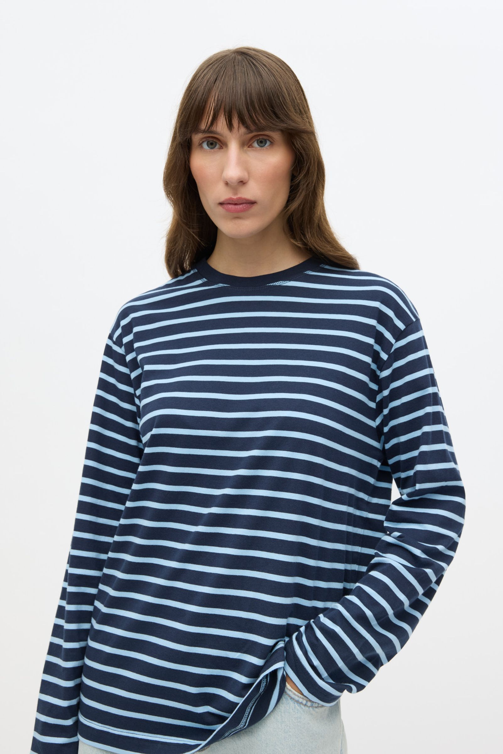 ENKULLA LS STRIPE 5310 Navy powder blue stripe | Envii®