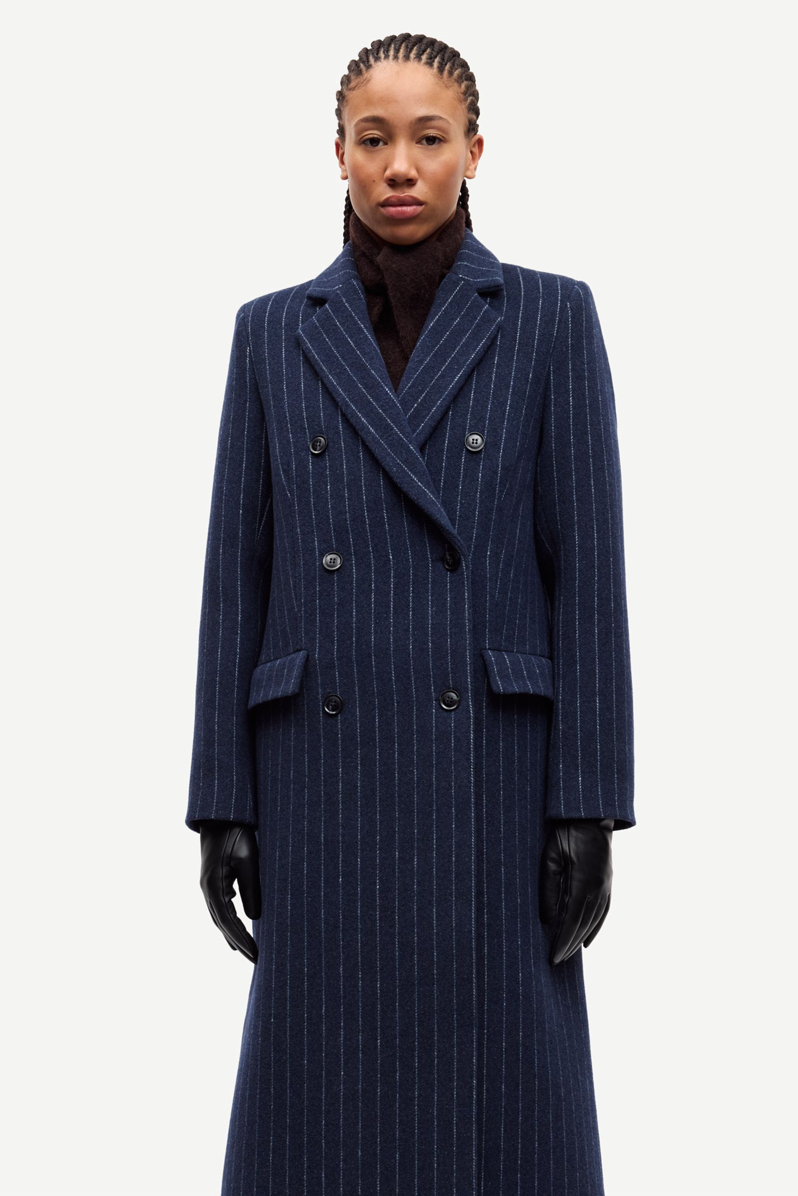 Safalcon coat 15597 Blue Gray Pinstripe | Samsøe Samsøe®