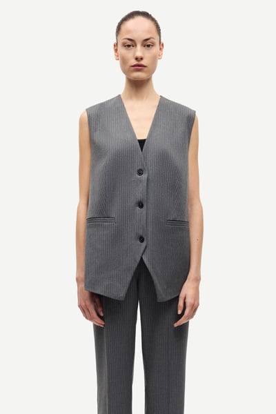 Sacorla trousers 15496 Dark Gull Gray Pinstripe | Samsøe Samsøe®