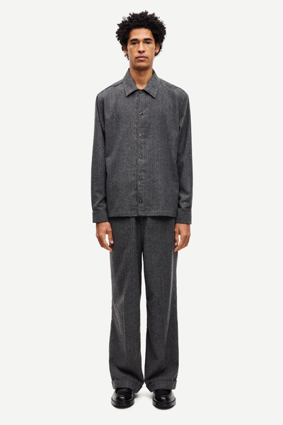 h*t様 SUNSEA 21AW MICRO HERRINGBONE BLOUS Sacastor X overshirt 15719 Grey herringbone | Samsøe Samsøe®