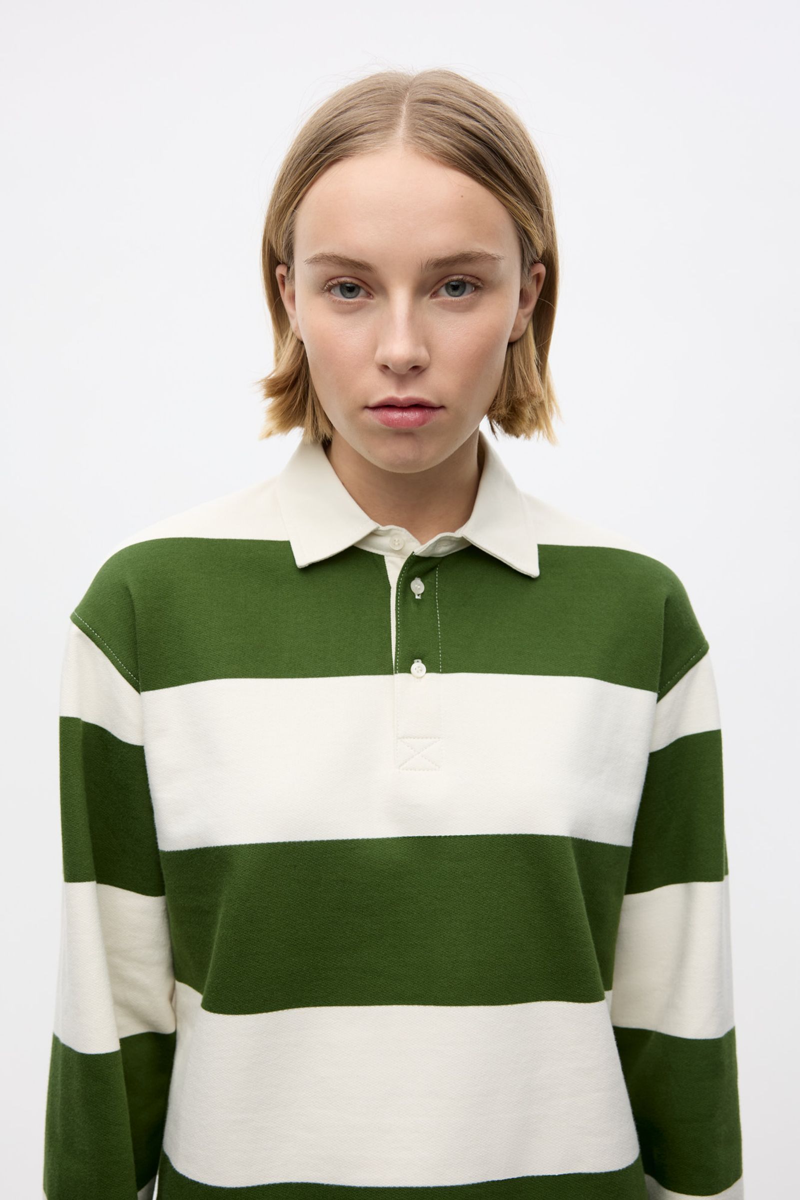 ENTOUR LS POLO ST 7173 Chive Gardenia Stripe | Envii®