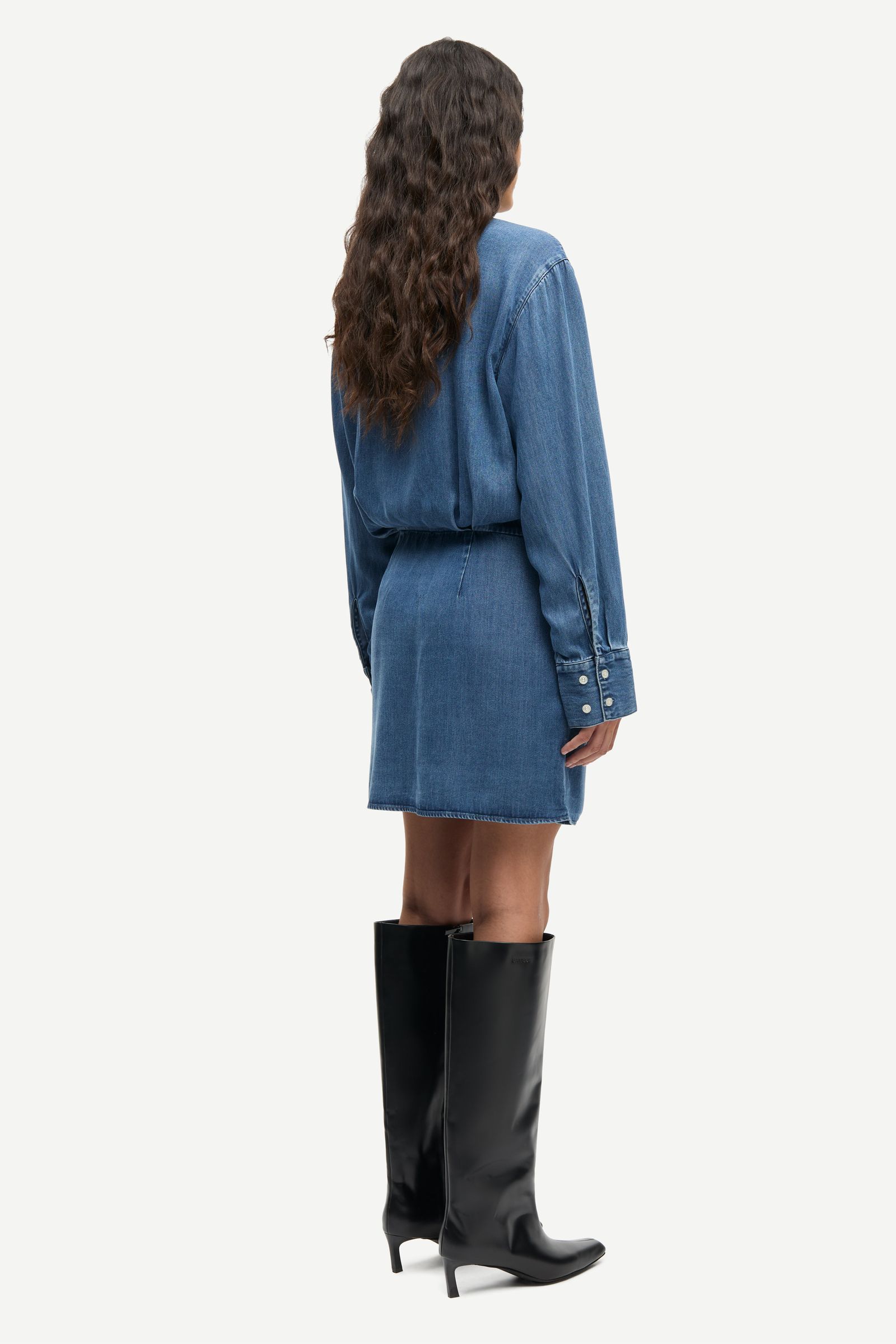 white christmas dresses MEDIUM WASH DENIM MINI DRESS