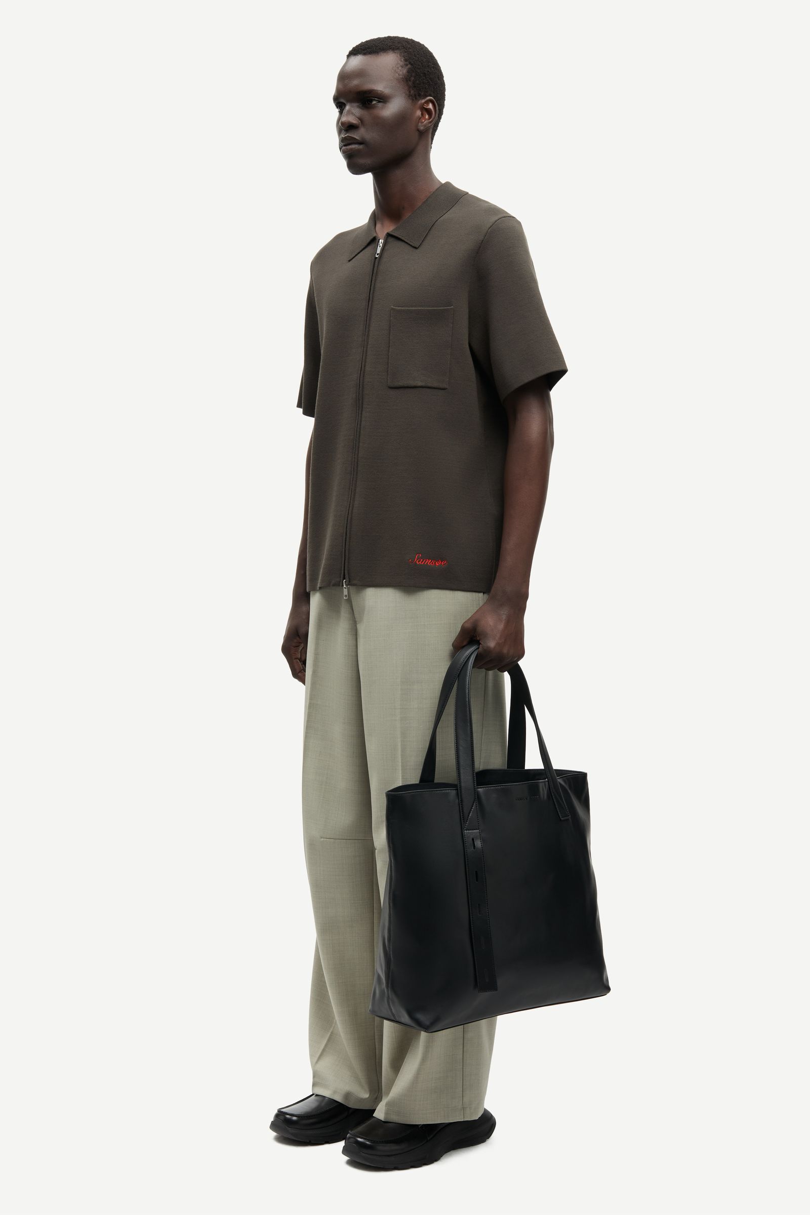Sarico zip shirt ss 15825 Black Olive | Samsøe Samsøe®