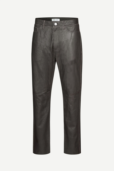 Saeddie leather trousers 16022 Black Olive | Samsøe Samsøe®