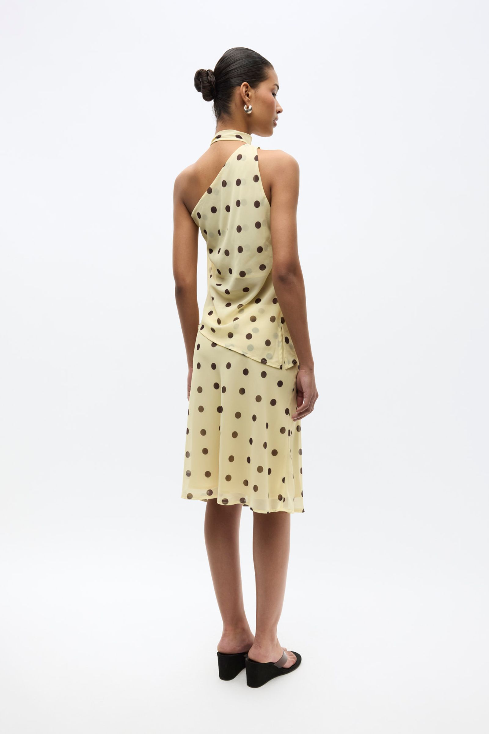 希少✨ Y's ワイズ DOT PRINT DRAPED TANK TOP M ENYARSA S TOP 7349 Pastel Yellow Polka Dot | Envii®