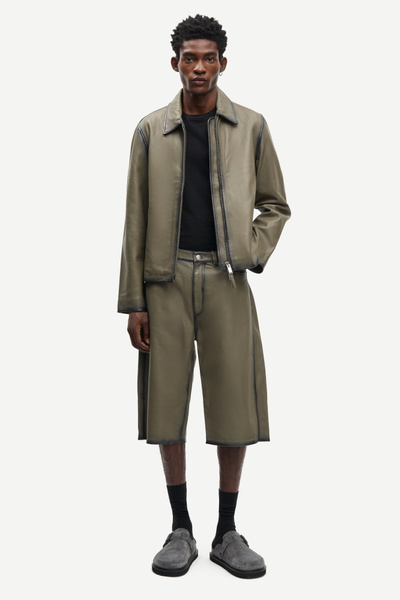 Saroger leather shorts 16087 Dusky Green | Samsøe Samsøe®