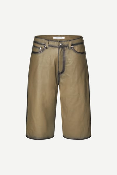 Saroger leather shorts 16087 Dusky Green | Samsøe Samsøe®